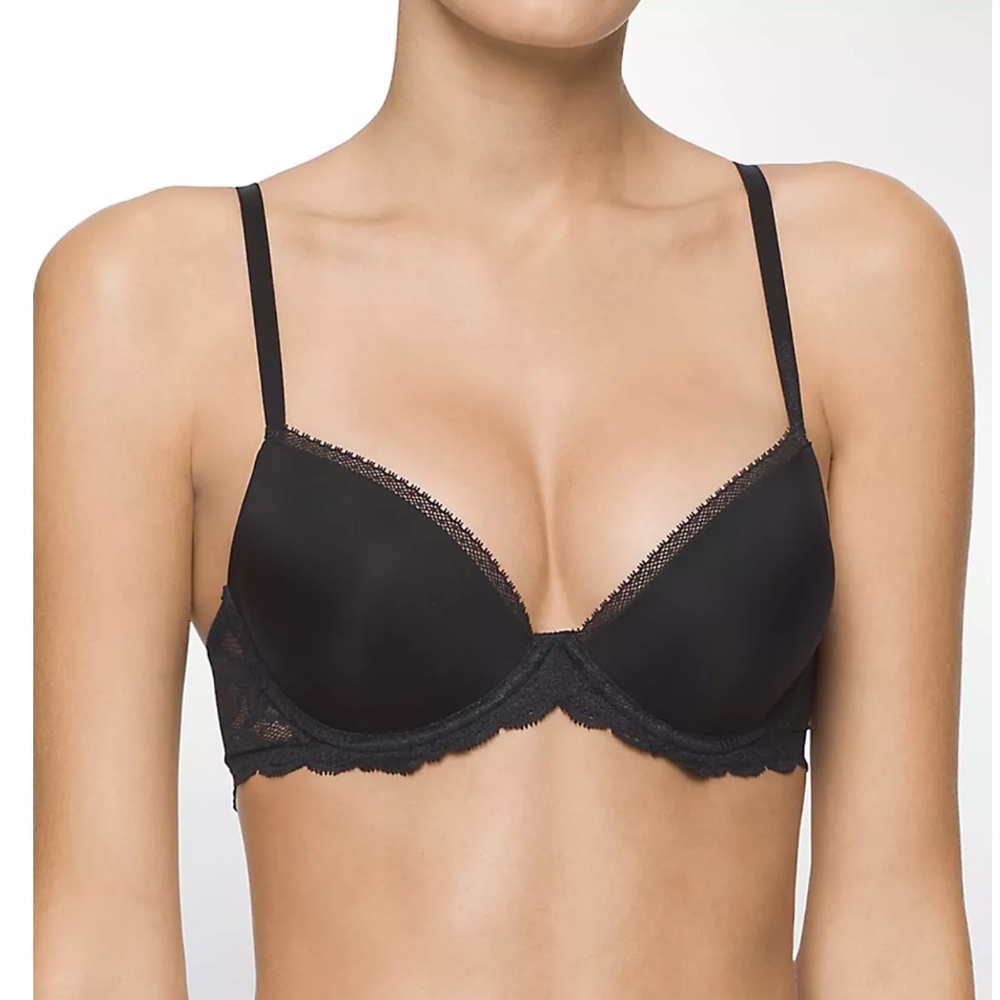 Calvin Klein Women's Seductive Comfort Lace Demi Lift Multiway Bra Black NWT